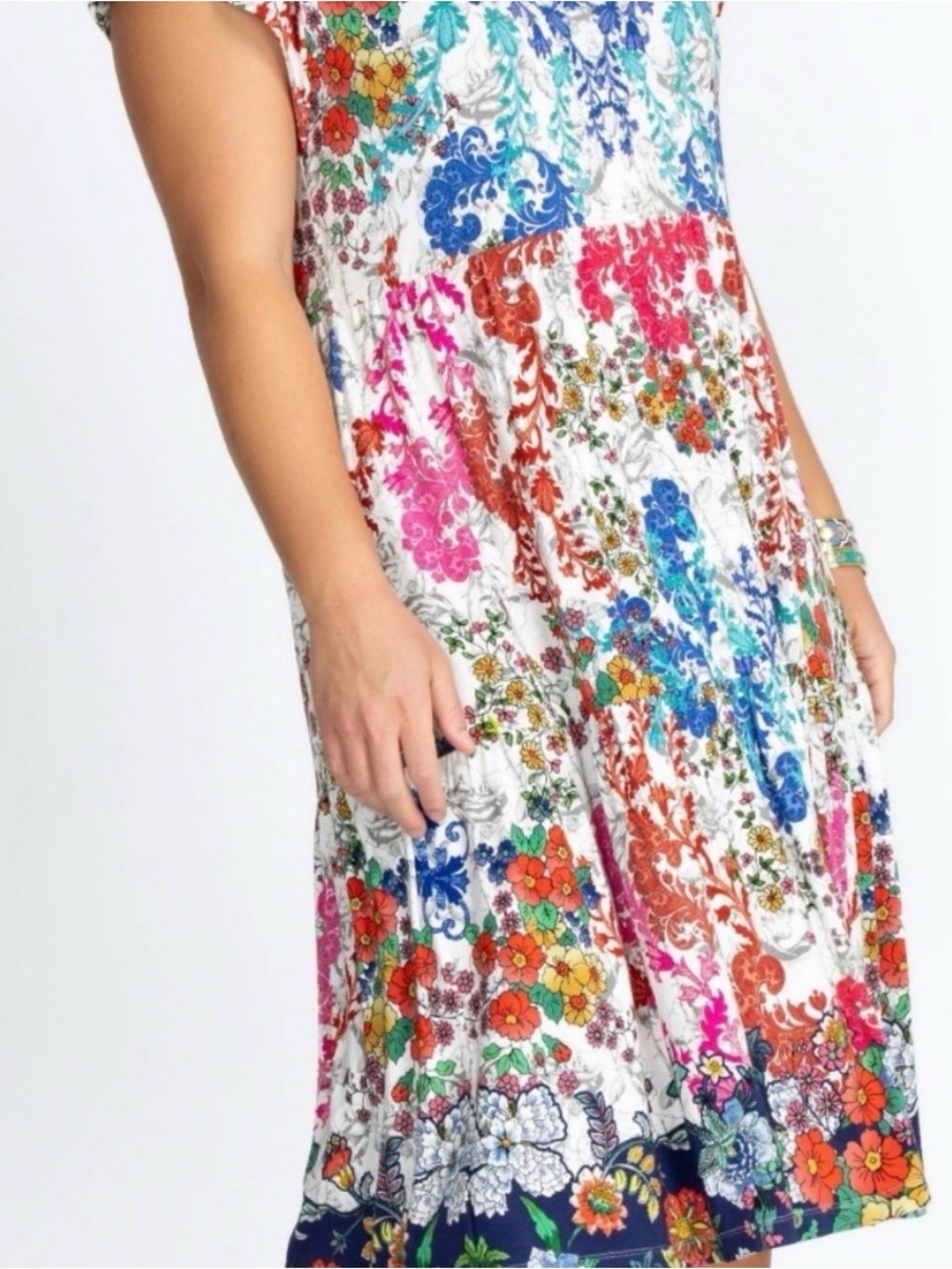 Johnny Was Floral Multicolor Short Sleeve Dress